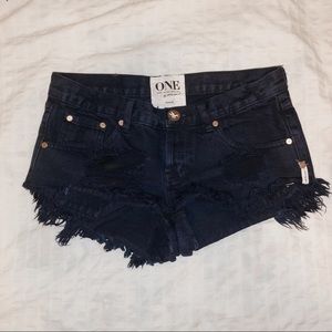 One Teaspoon Navy Bonita’s Distressed Jean Shorts
